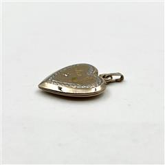 14k Two-Tone Gold Engraved Mom Rose Diamond Heart Locket Pendant